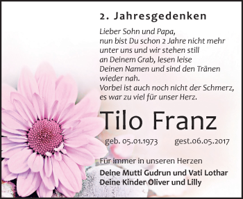 Traueranzeige von Tilo Franz von Leipziger Volkszeitung