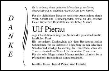 Traueranzeige von Ulf Pierau von Ostsee-Zeitung GmbH