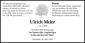 Traueranzeige von Ulrich Meier von Märkischen Allgemeine Zeitung