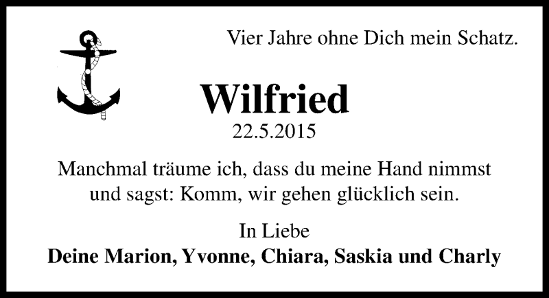  Traueranzeige für Wilfried  vom 22.05.2019 aus Göttinger Tageblatt