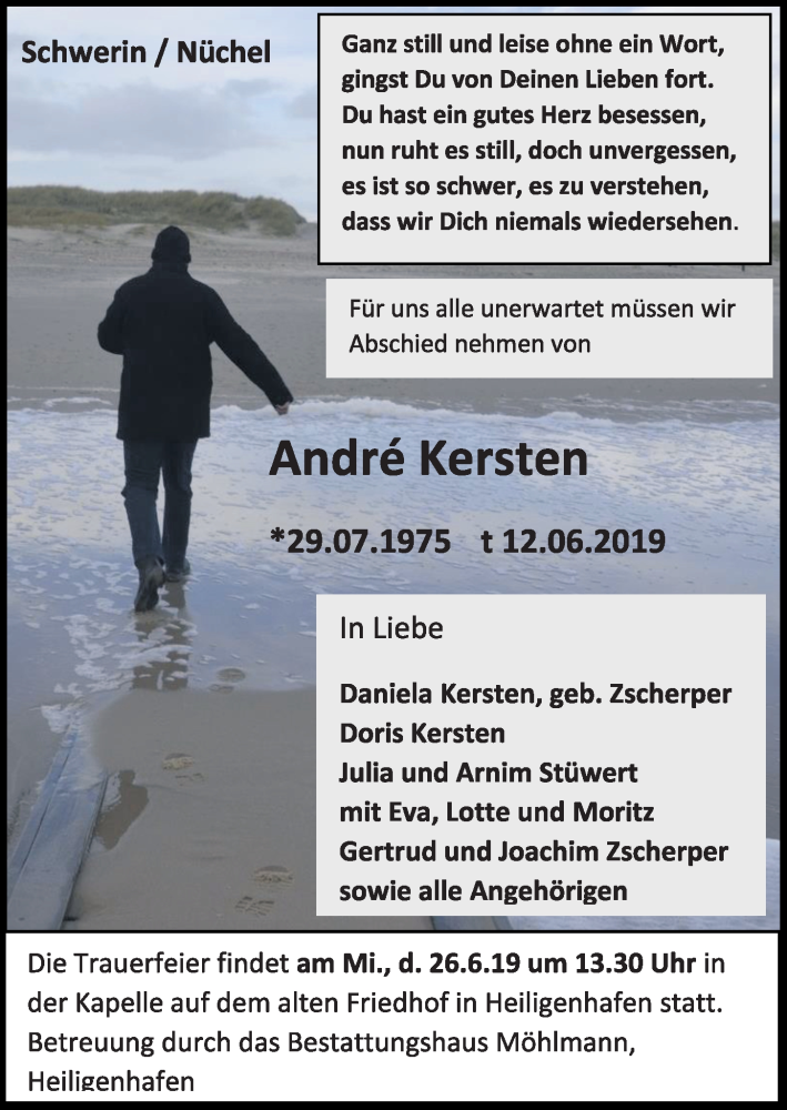  Traueranzeige für Andre Kersten vom 20.06.2019 aus Kieler Nachrichten