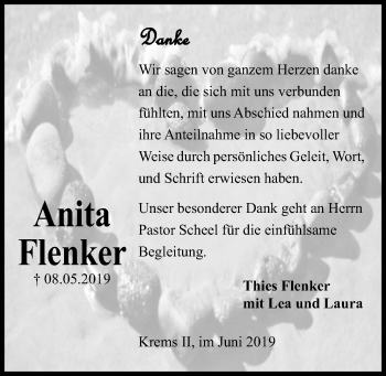 Traueranzeige von Anita Flenker von Kieler Nachrichten