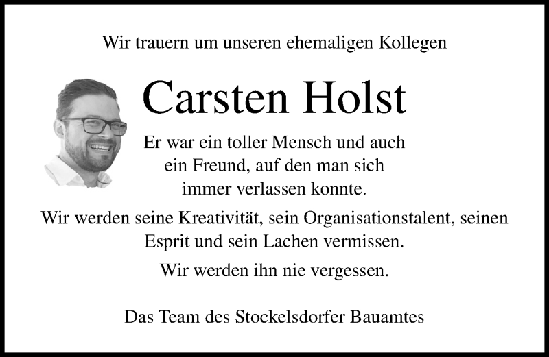  Traueranzeige für Carsten Holst vom 25.06.2019 aus Lübecker Nachrichten