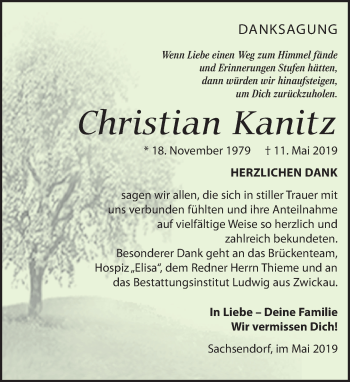 Traueranzeige von Christian Kanitz von Leipziger Volkszeitung