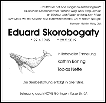 Traueranzeige von Eduard Skorobogaty von Göttinger Tageblatt
