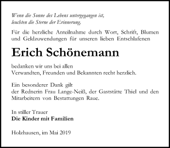 Traueranzeige von Erich Schönemann von Märkischen Allgemeine Zeitung