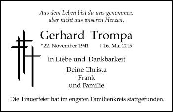 Traueranzeige von Gerhard Trompa von Lübecker Nachrichten