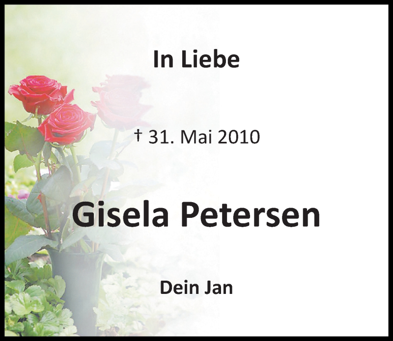  Traueranzeige für Gisela Petersen vom 01.06.2019 aus Hannoversche Allgemeine Zeitung/Neue Presse