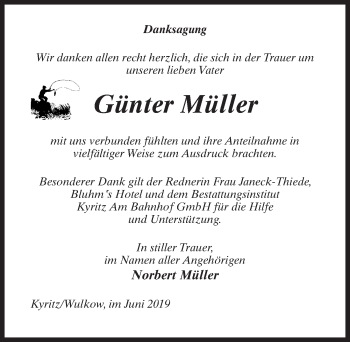 Traueranzeige von Günter Müller von Märkischen Allgemeine Zeitung