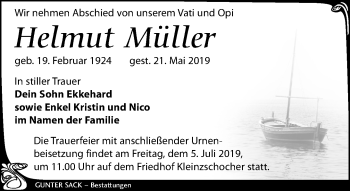 Traueranzeige von Helmut Müller von Leipziger Volkszeitung