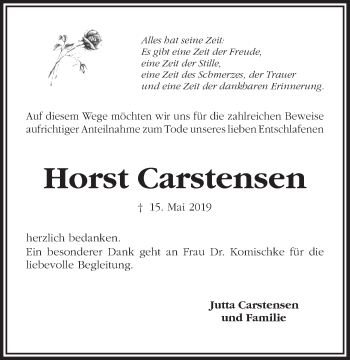 Traueranzeige von Horst Carstensen von Kieler Nachrichten