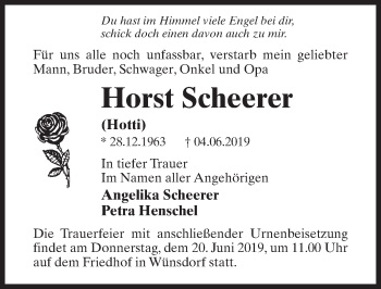 Traueranzeige von Horst Scheerer von Märkischen Allgemeine Zeitung