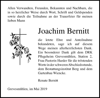 Traueranzeige von Joachim Bernitt von Ostsee-Zeitung GmbH