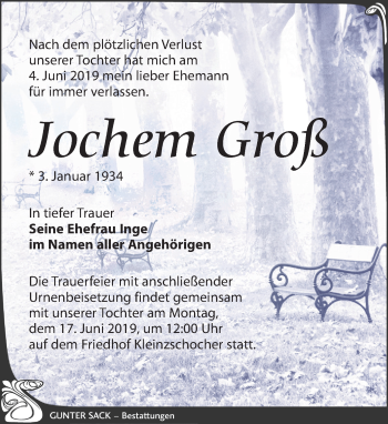 Traueranzeige von Jochem Groß von Leipziger Volkszeitung