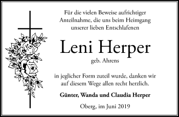 Traueranzeige von Leni Herper von Peiner Allgemeine Zeitung