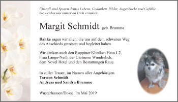Traueranzeige von Margit Schmidt von Märkischen Allgemeine Zeitung