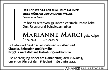 Traueranzeige von Marianne Marci von Leipziger Volkszeitung