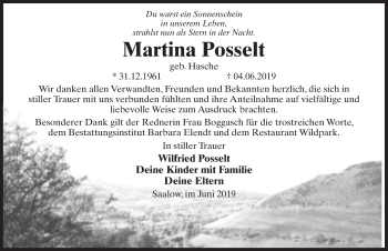Traueranzeige von Martina Posselt von Märkischen Allgemeine Zeitung