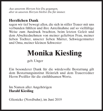 Traueranzeige von Monika Kiesling von Märkischen Allgemeine Zeitung