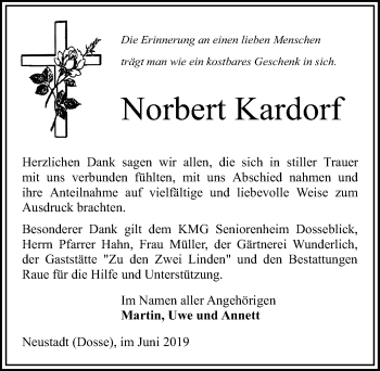 Traueranzeige von Norbert Kardorf