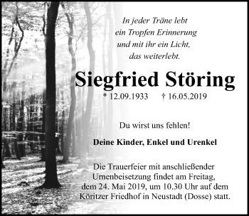 Traueranzeige von Siegfried Störing