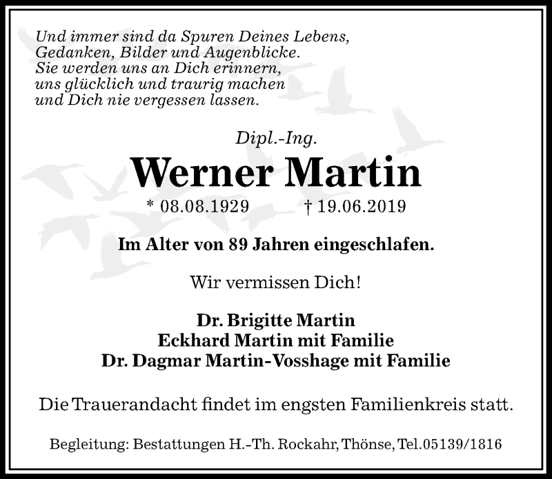 Traueranzeigen Von Werner Martin | Trauer-anzeigen.de