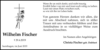 Traueranzeige von Wilhelm Fischer von Hannoversche Allgemeine Zeitung/Neue Presse