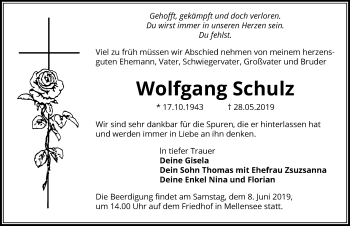 Traueranzeige von Wolfgang Schulz von Märkischen Allgemeine Zeitung