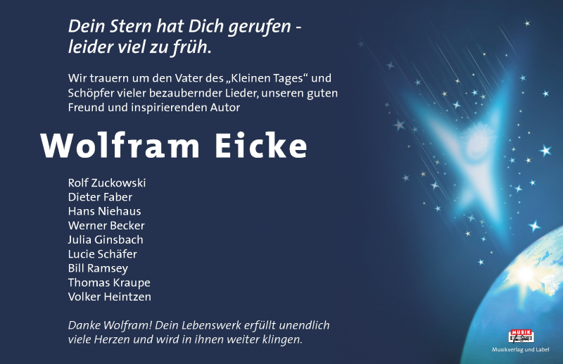  Traueranzeige für Wolfram Eicke vom 09.06.2019 aus Lübecker Nachrichten