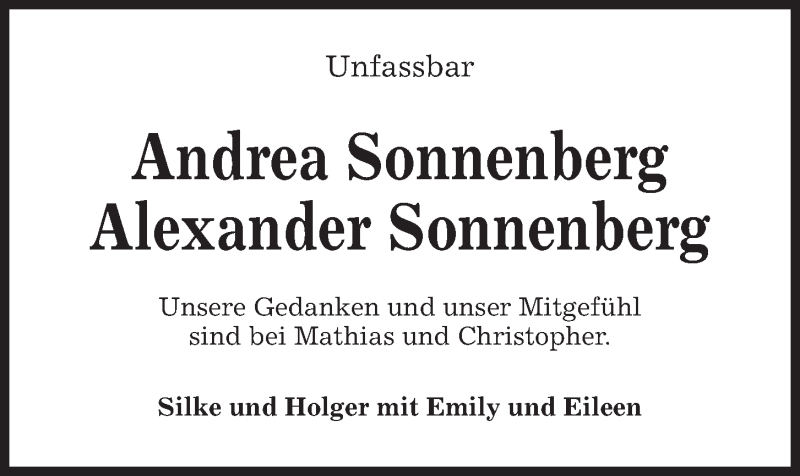  Traueranzeige für Andrea Sonnenberg vom 06.07.2019 aus Kieler Nachrichten