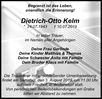 Traueranzeige von Dietrich-Otto Keim