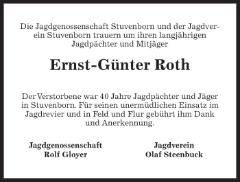 Traueranzeige von Ernst-Günter Roth von Kieler Nachrichten