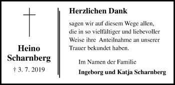 Traueranzeige von Heino Scharnberg von Lübecker Nachrichten