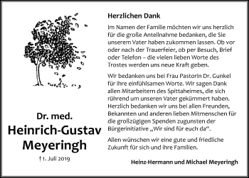 Traueranzeige von Heinrich-Gustav Meyeringh von Peiner Allgemeine Zeitung