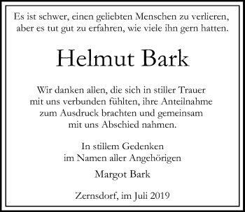 Traueranzeige von Helmut Bark von Märkischen Allgemeine Zeitung