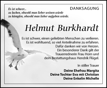 Traueranzeige von Helmut Burkhardt von Leipziger Volkszeitung