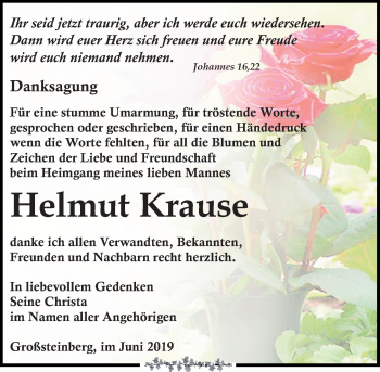 Traueranzeige von Helmut Krause von Leipziger Volkszeitung