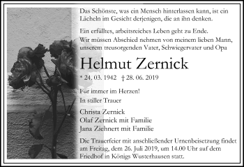 Traueranzeige von Helmut Zernick von Märkischen Allgemeine Zeitung