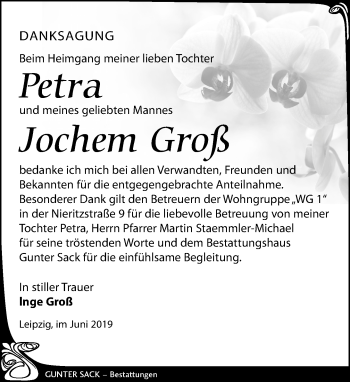 Traueranzeige von Jochem Groß von Leipziger Volkszeitung