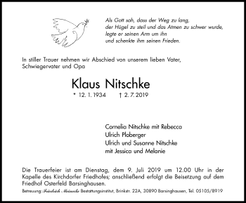 Traueranzeige von Klaus Nitschke von Hannoversche Allgemeine Zeitung/Neue Presse