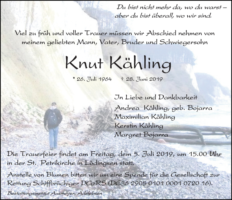  Traueranzeige für Knut Kähling vom 02.07.2019 aus Göttinger Tageblatt
