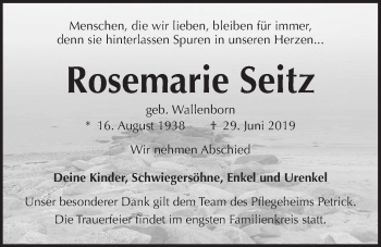 Traueranzeige von Rosemarie Seitz von Kieler Nachrichten