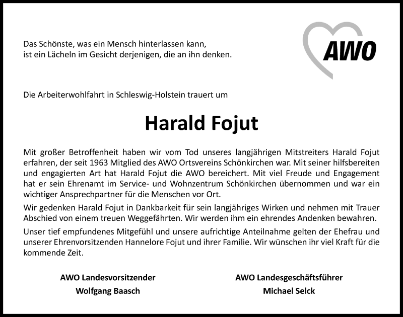  Traueranzeige für Harald Fojut vom 17.08.2019 aus Kieler Nachrichten
