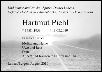 Traueranzeige von Hartmut Piehl von Ostsee-Zeitung GmbH
