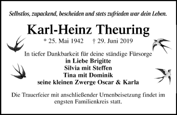 Traueranzeige von Karl-Heinz Theuring von Leipziger Volkszeitung