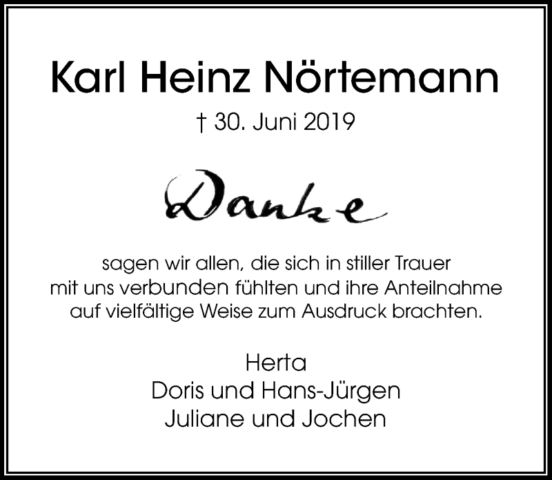  Traueranzeige für Karl Heinz Nörtemann vom 03.08.2019 aus Göttinger Tageblatt