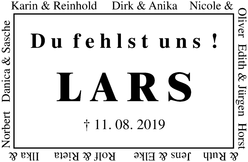  Traueranzeige für Lars Reuther vom 15.08.2019 aus Schaumburger Nachrichten
