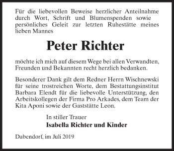Traueranzeige von Peter Richter von Märkischen Allgemeine Zeitung