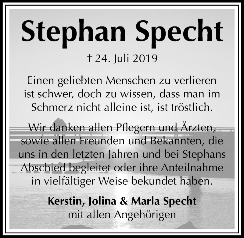  Traueranzeige für Stephan Specht vom 24.08.2019 aus Göttinger Tageblatt