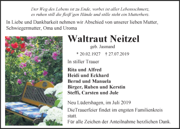 Traueranzeige von Waltraut Neitzel von Ostsee-Zeitung GmbH